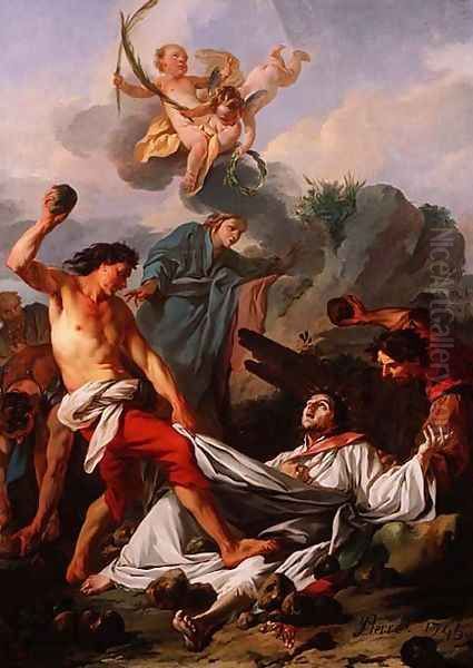 Martyrdom of St. Stephen, 1745 Oil Painting by Jean-Baptiste-Marie Pierre