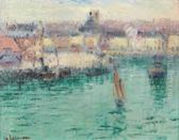 Vue Du Port De Rouen Oil Painting by Gustave Loiseau