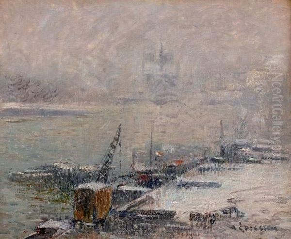 Notre-dame De Paris Vue Du Quai Henri Iv Oil Painting by Gustave Loiseau