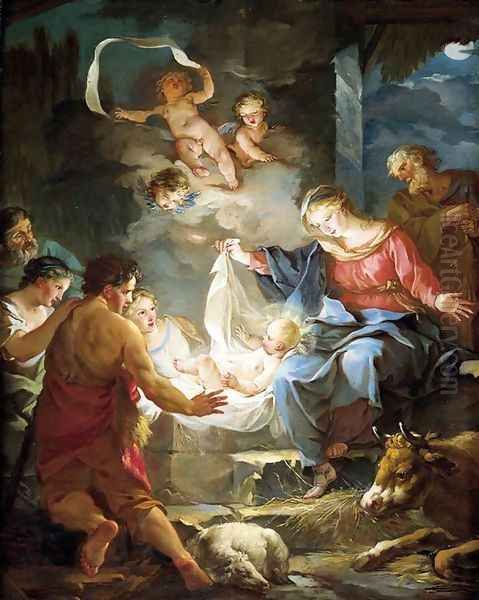 Nativity Oil Painting by Jean-Baptiste-Marie Pierre