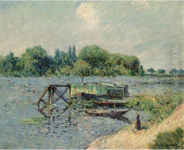 Lavoir Sur La Seine A Herblay Oil Painting by Gustave Loiseau