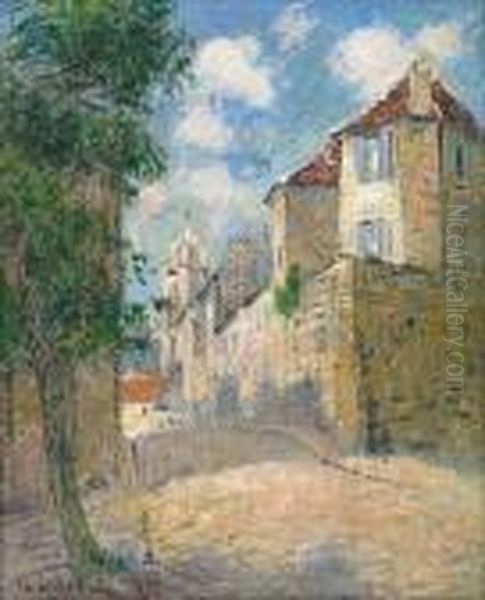 La Vue De La Cour A Pontoise Oil Painting by Gustave Loiseau