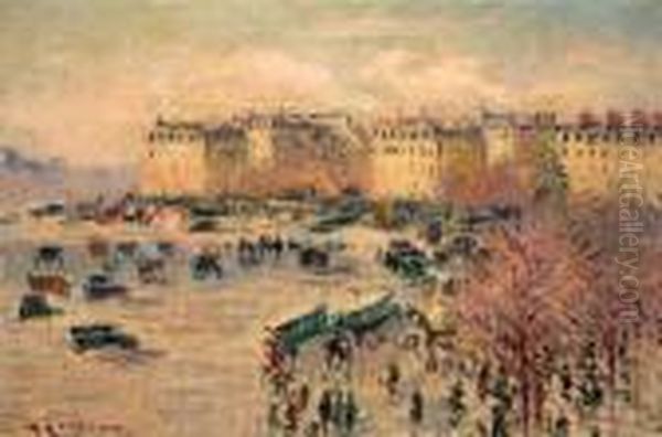 La Place De L'etoile Avenue De Wagram 1929-1930 Oil Painting by Gustave Loiseau