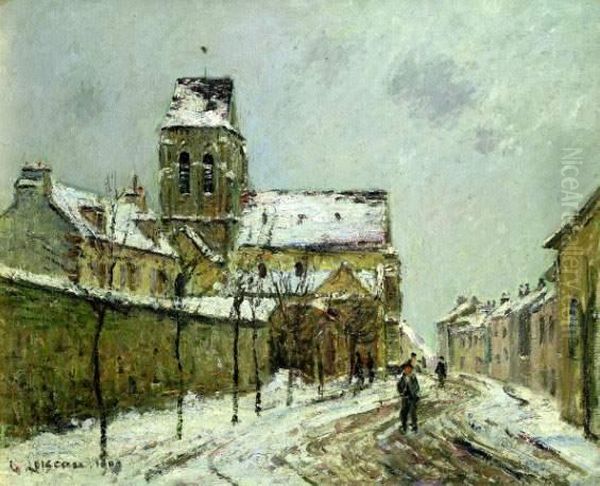 L'eglise De Saint-ouen-l'aumone Sous La Neige Oil Painting by Gustave Loiseau