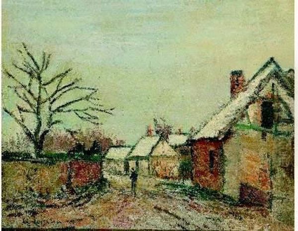 Personnages Dans Une Ruelle De Village Oil Painting by Gustave Loiseau