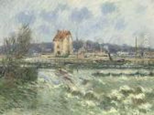 Barrage De Saint Martin, Inondation De L'oise Oil Painting by Gustave Loiseau