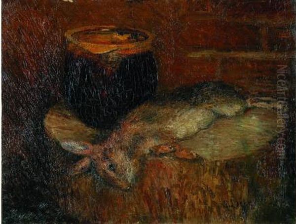  Lapin Et Pot De Terre Sur Une Table  Oil Painting by Gustave Loiseau