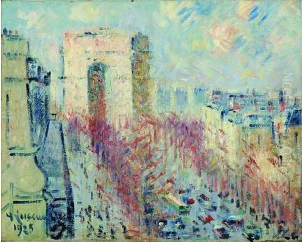  L'avenue De Friedland Et L'arc De Triomphe, 1925  Oil Painting by Gustave Loiseau