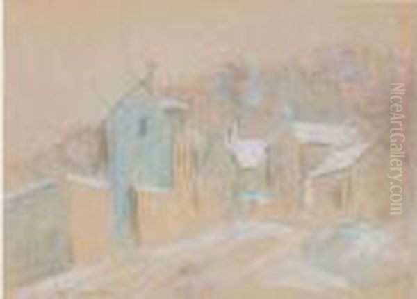  Maisons Sous La Neige, Osny  Oil Painting by Gustave Loiseau