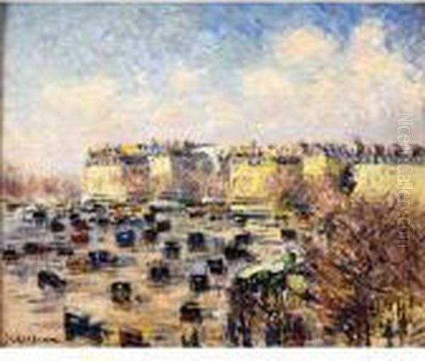 Paris, La Place De L'etoile, L'avenue De Wagram Oil Painting by Gustave Loiseau