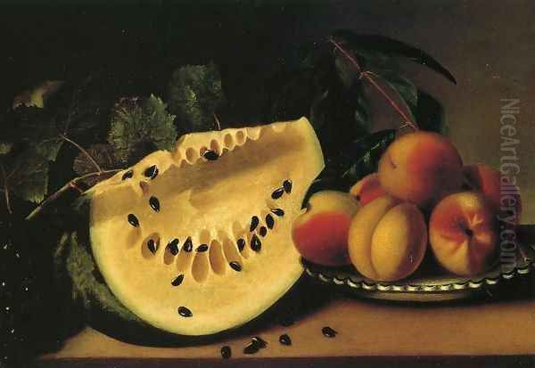 Still Life with Watermelon and Peaches 1828 Oil Painting by Margaretta Angelica Peale