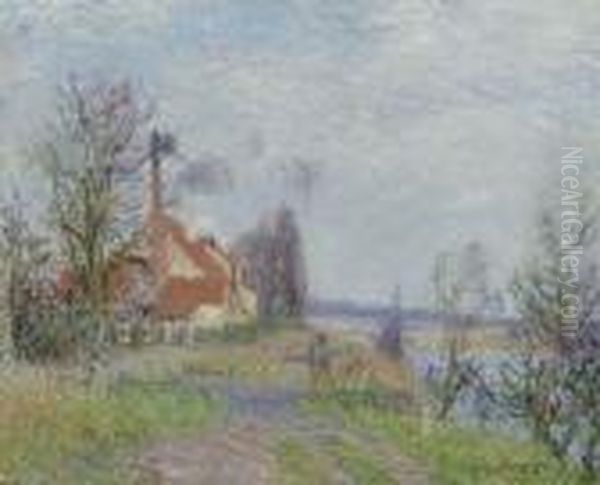 Fabrique De Papier A Port Marly Oil Painting by Gustave Loiseau