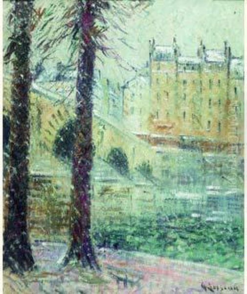 Le Pont Marie, Effet De Neige Oil Painting by Gustave Loiseau