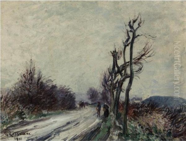 Route De Village, Automne Oil Painting by Gustave Loiseau