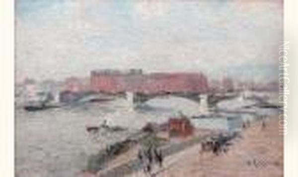 Vapeurs Sur La Seine Au Pont Boildieu A Rouen Oil Painting by Gustave Loiseau