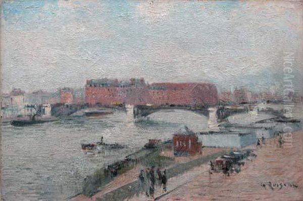 Vapeurs Sur La Seine Pres Du Pont Boildieu A Rouen Oil Painting by Gustave Loiseau