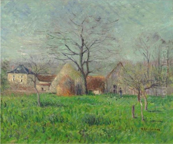 Prairie A L'entree D'un Village Oil Painting by Gustave Loiseau