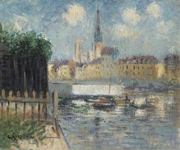 L'eglise Au Bord De La Riviere, Rouen Oil Painting by Gustave Loiseau