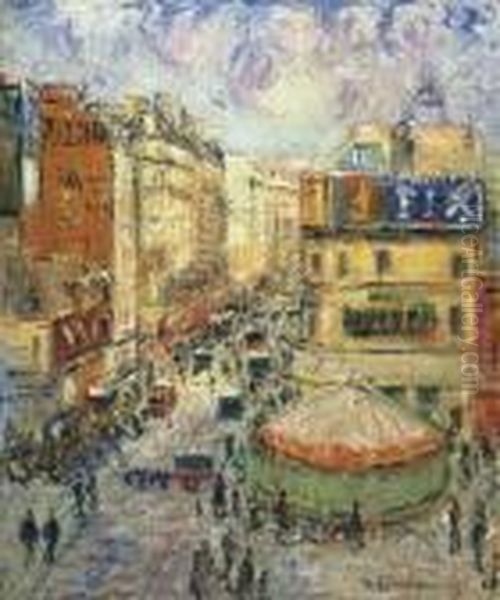 La Rue De Clignancourt Oil Painting by Gustave Loiseau