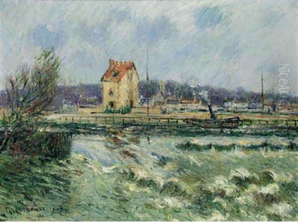 Barrage De St. Martin, Pontoise Oil Painting by Gustave Loiseau