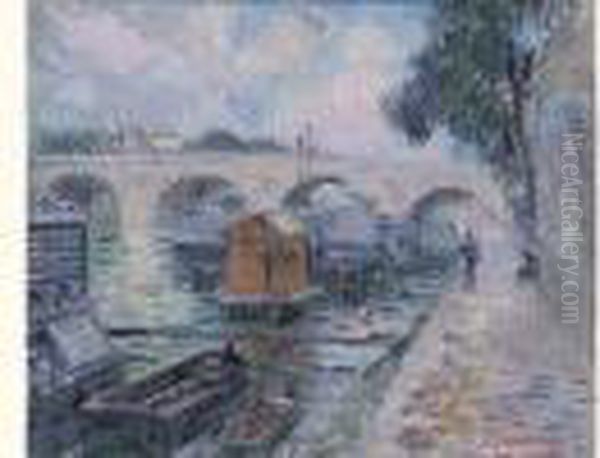 Paris, La Seine Au Pont Marie Oil Painting by Gustave Loiseau