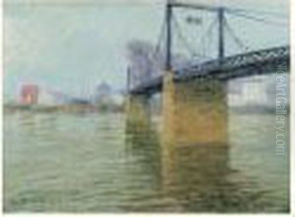 Le Pont Suspendu A Triel Oil Painting by Gustave Loiseau