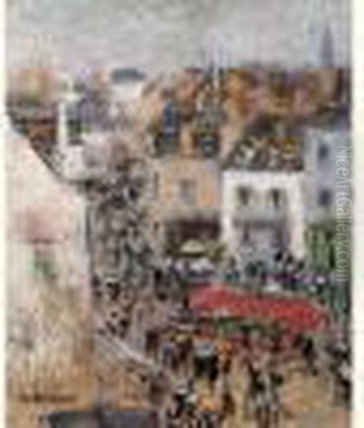 Rue A Pont-aven, Finistere Oil Painting by Gustave Loiseau