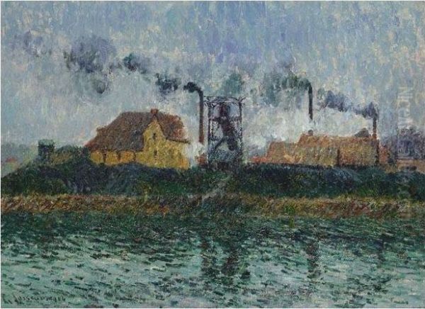 Usine Au Bord De L'oise Oil Painting by Gustave Loiseau