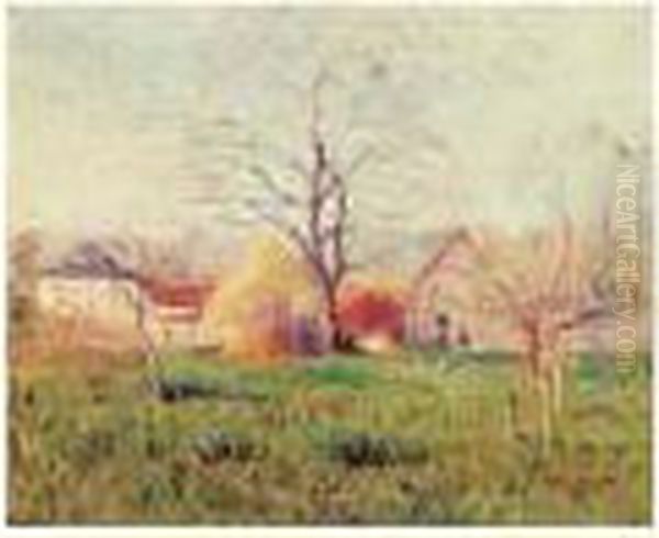 Prairie A L'entree D'un Village, Vers 1926 Oil Painting by Gustave Loiseau