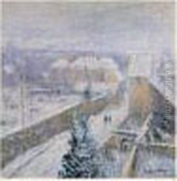 Triel Sous La Neige Oil Painting by Gustave Loiseau