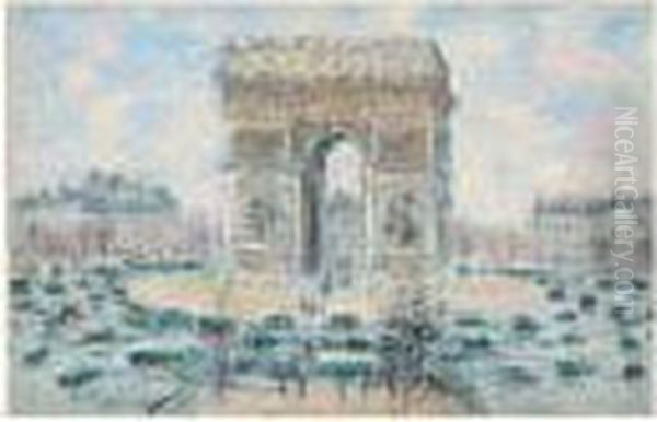 Paris, La Place De L'etoile, Vers 1930 Oil Painting by Gustave Loiseau