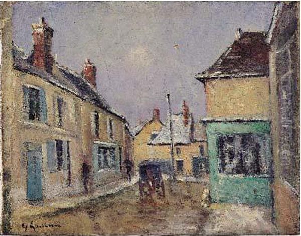 Rue De Village Et Charrette Oil Painting by Gustave Loiseau