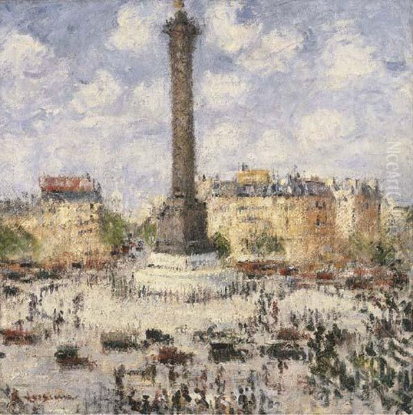 Place De La Bastille Oil Painting by Gustave Loiseau