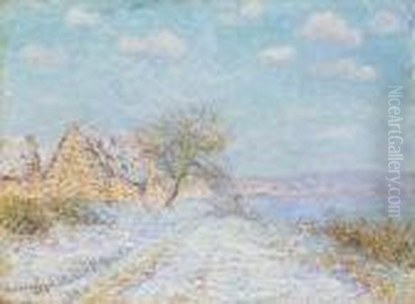 Bord De Seine, Neige, Givre, Soleil Oil Painting by Gustave Loiseau