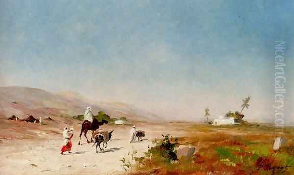 Bedouins on their way to an encampment Oil Painting by P Pagent