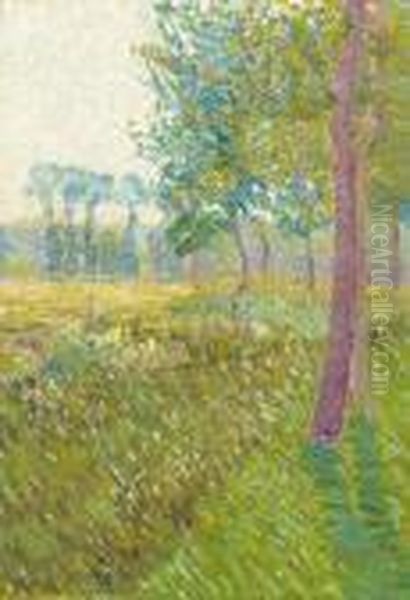 Peupliers Au Bord D'un Champ Oil Painting by Gustave Loiseau