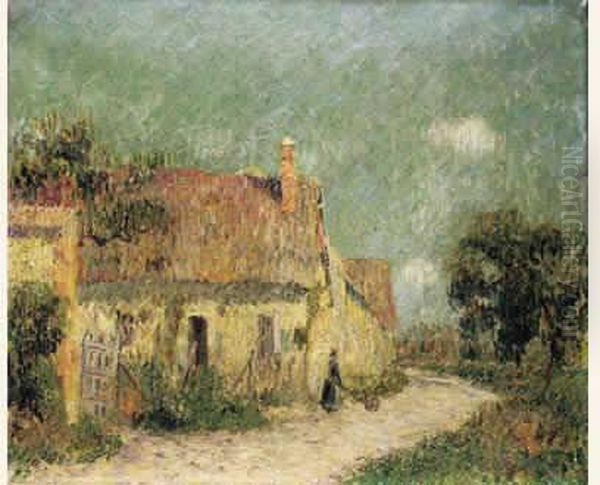 Paysanne A La Brouette Devant La Ferme, 1904. Oil Painting by Gustave Loiseau