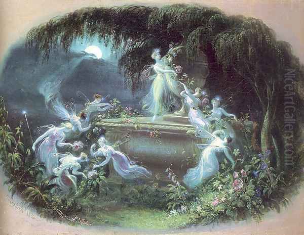 The Visit at Moonlight 1832 Oil Painting by Edmund Thomas Parris