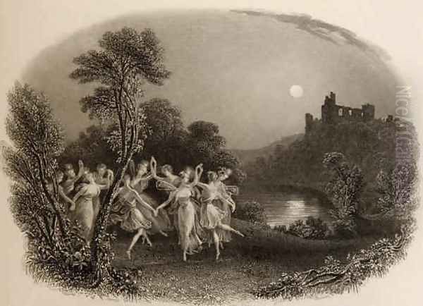 The Dance of the Fairies, engraved by F.C. Lewis, illustration from The Pilgrims of the Rhine published 1840 Oil Painting by Edmund Thomas Parris