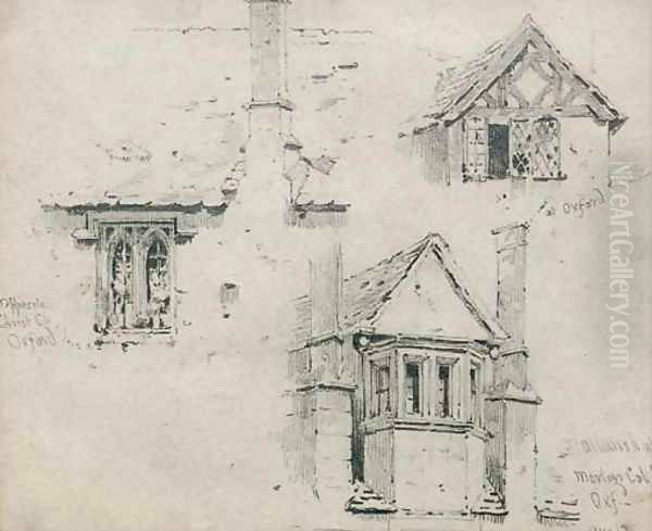 Studies of medieval windows in Oxford Oil Painting by Edmund Thomas Parris