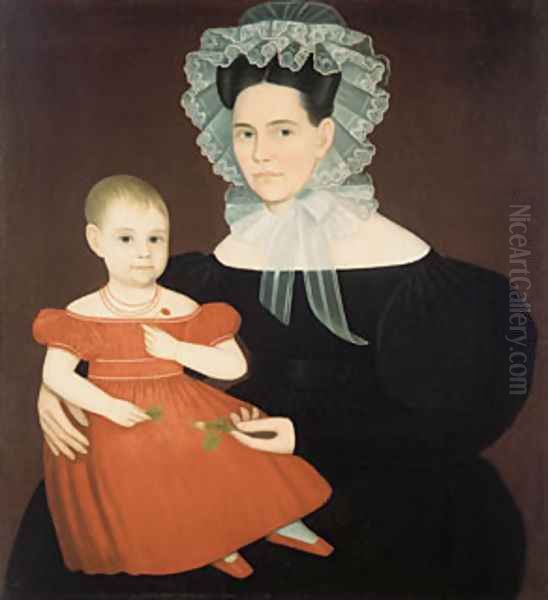 Mrs. Mayer and Daughter Oil Painting by Ammi Phillips