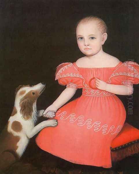 Child in Pink with Her Spaniel Oil Painting by Ammi Phillips