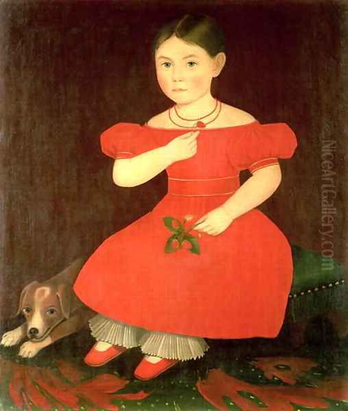 Portrait of a girl in a red dress Oil Painting by Ammi Phillips