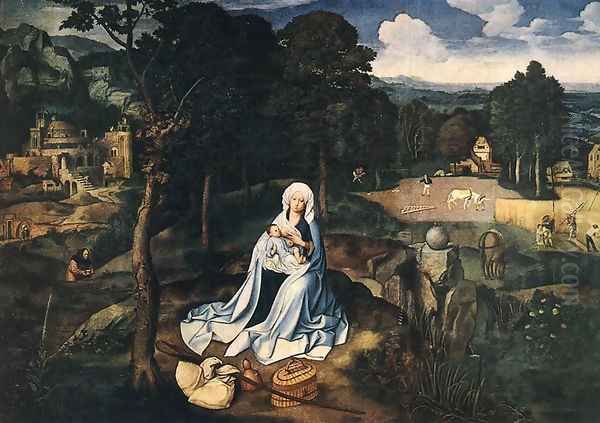 Rest during the Flight to Egypt Oil Painting by Joachim Patenier (Patinir)