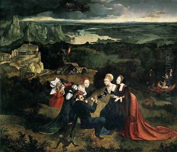 Temptation of St Anthony c. 1515 Oil Painting by Joachim Patenier (Patinir)