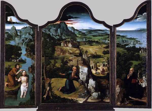 Triptych c. 1520 Oil Painting by Joachim Patenier (Patinir)