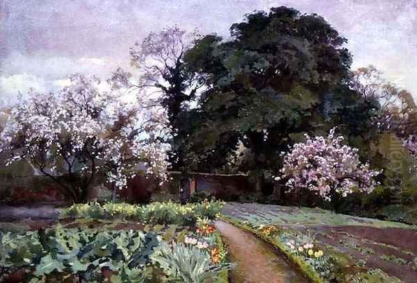 A Kitchen Garden, Frome, Somerset Oil Painting by Alfred Parsons