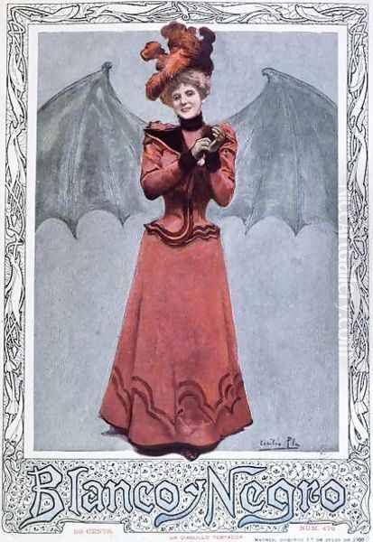 The Devilish Temptress, from the front cover of Blanco y Negro magazine, 1st July 1900 Oil Painting by Cecillio Pla Y Gallardo