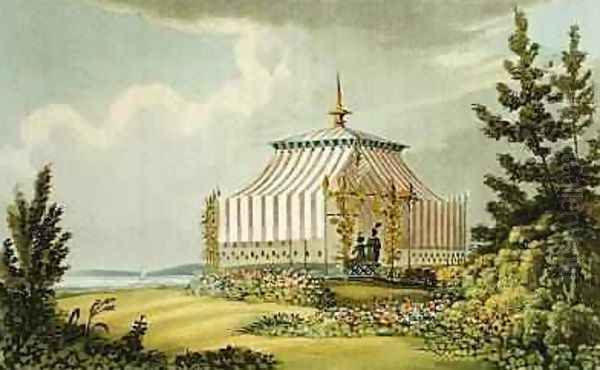 A Venetian Tent, from Ackermanns Repository of Arts, 1822 Oil Painting by John Buonarotti Papworth