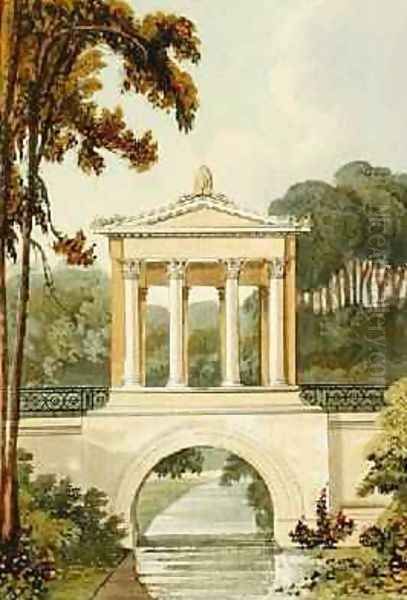 The Temple Bridge, from Ackermanns Repository of Arts, 1822 Oil Painting by John Buonarotti Papworth